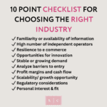 list of aspects to consider when buying a business in an industry