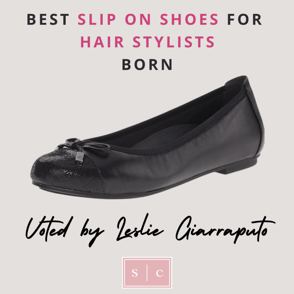 A pair of shoes with cushioning and shock absorption for hairdressers