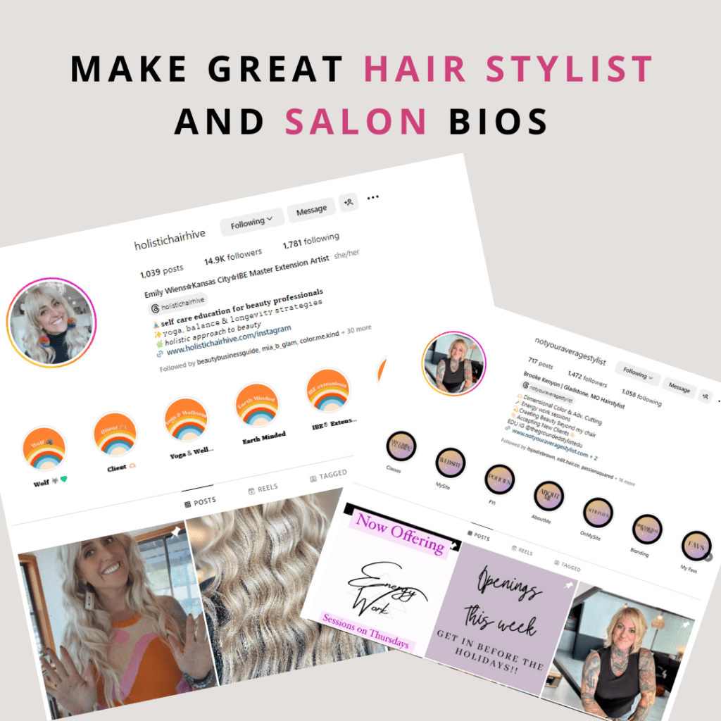 examples of salon instagram bios