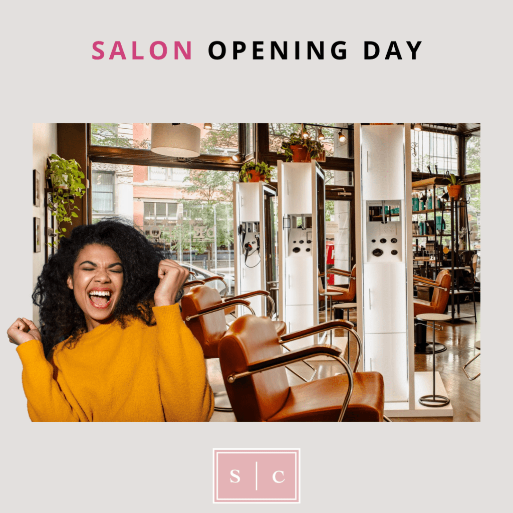 A salon owner preparing for opening day of their salon