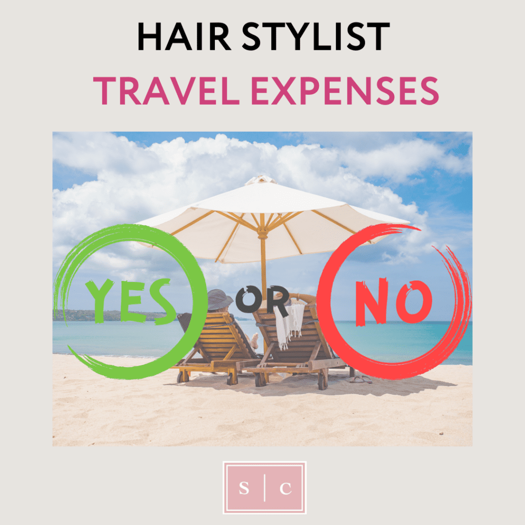 photo showing a hair stylist writing off a beach vacation in her taxes